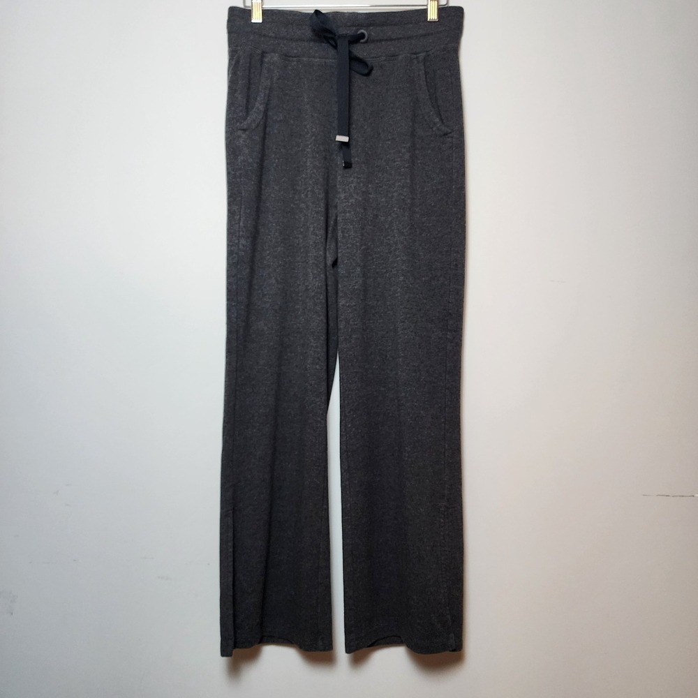 A MTL 1980 Charcoal Gray Heather Wide Leg Knit Lounge Pants Drawstring Large